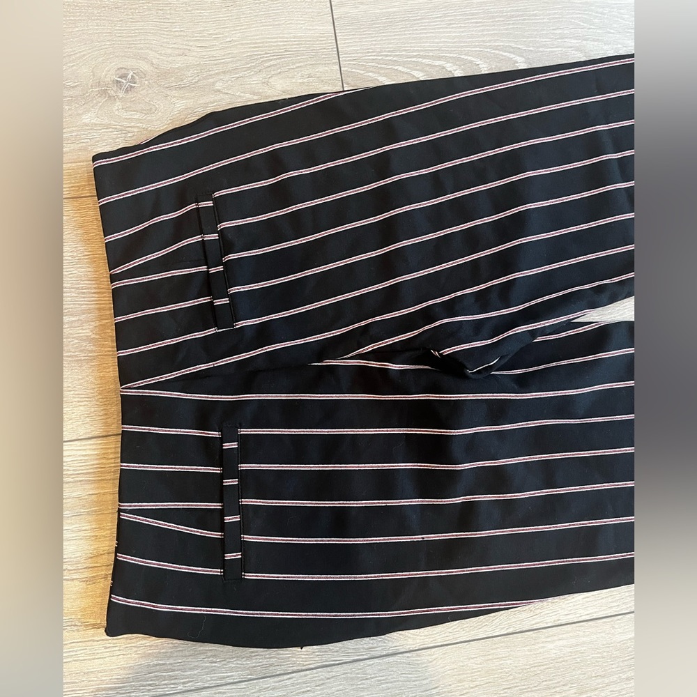 Black flare pants with red/white stripes. - Picture 2 of 4